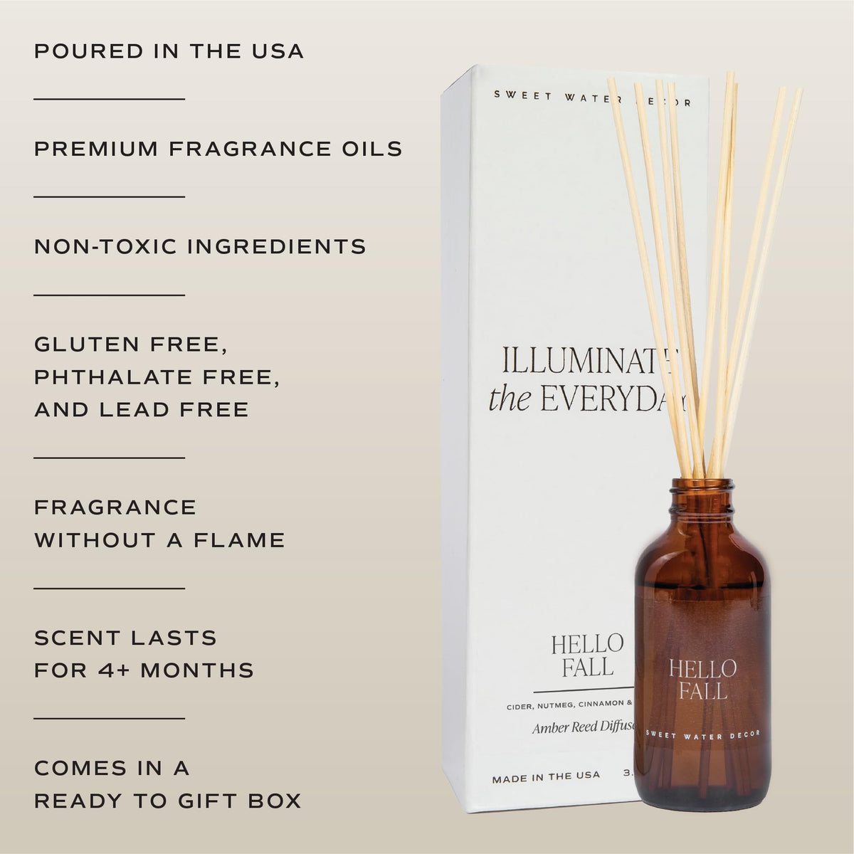 Sweet Water Decor Cashmere and Vanilla Reed Diffuser Set for Home - Milky Coconut, Soft Cashmere, Bourbon Vanilla, Sandalwood Scented Reed Diffusers - Lasts 4+ Months, Made in the USA
