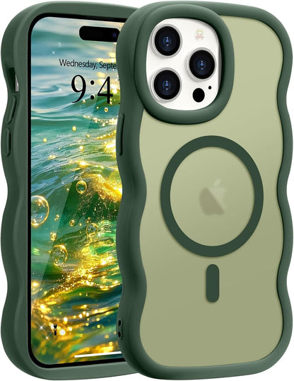 Pepmune for iPhone 16 Pro Max Case Curly Wavy Frame Translucent, Burgundy