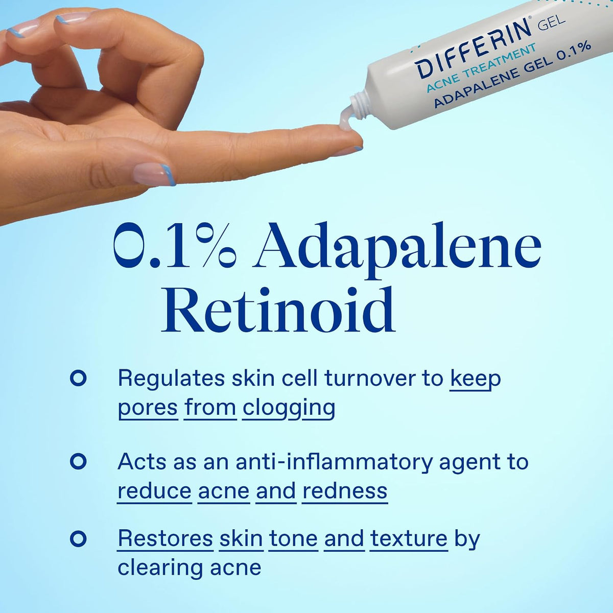 Differin Acne Retinoid Treatment Gel, 0.1% Adapalene, 15g Tube