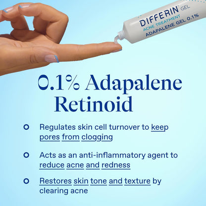 Differin Acne Retinoid Treatment Gel, 0.1% Adapalene, 15g Tube