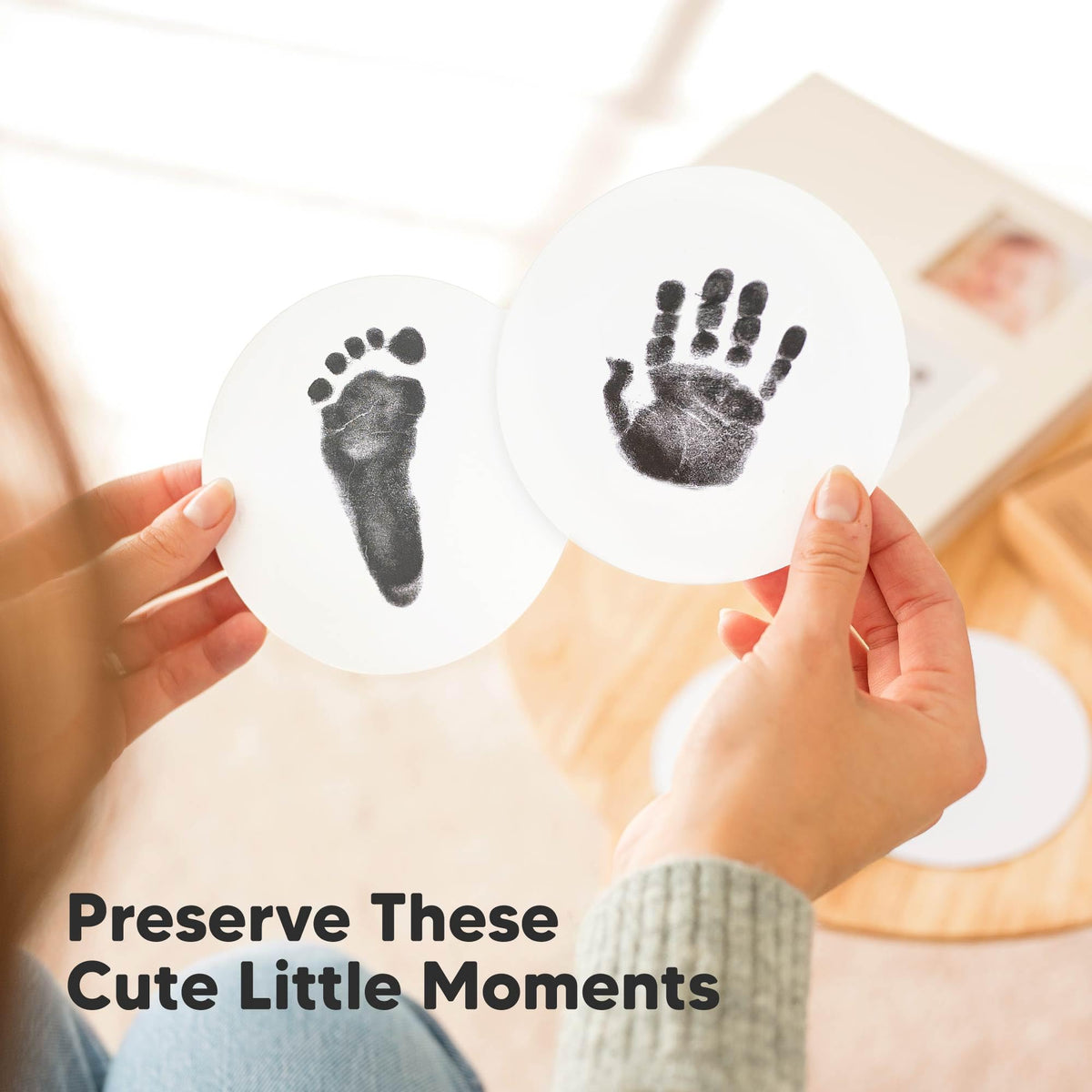 4pk Inkless Baby Hand and Footprint Kit, Mess Free Ink Pads (Jet Black, R)