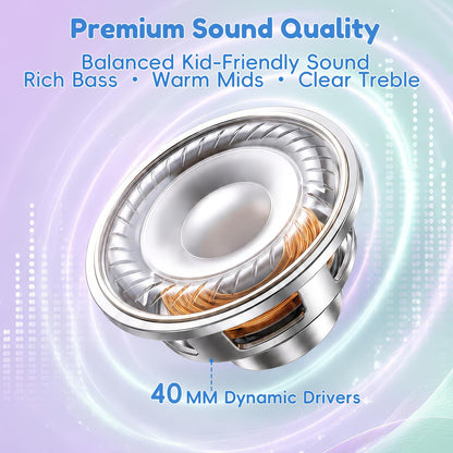 Candy Bila Wired Kids Headphones for School, Over-Ear for Boys Girls