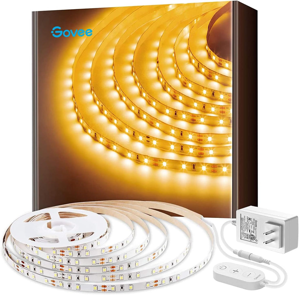 Govee Warm White LED Strip Lights 16.4ft with Control Box, 3000K, Dimmable