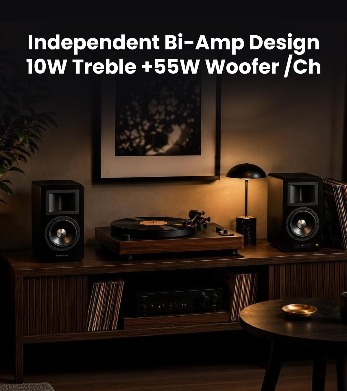 Edifier Airpulse A200T Powered Bookshelf Speakers, 130W RMS, Walnut