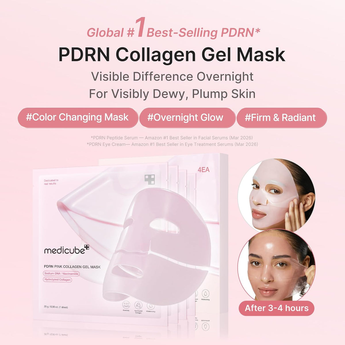 medicube Jelly Gel Mask with Salmon DNA PDRN Pink Collagen, Plump & Hydrate