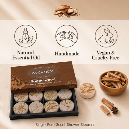 SWCANDY Sandalwood Shower Steamers 8 Pack, Home Spa Self Care