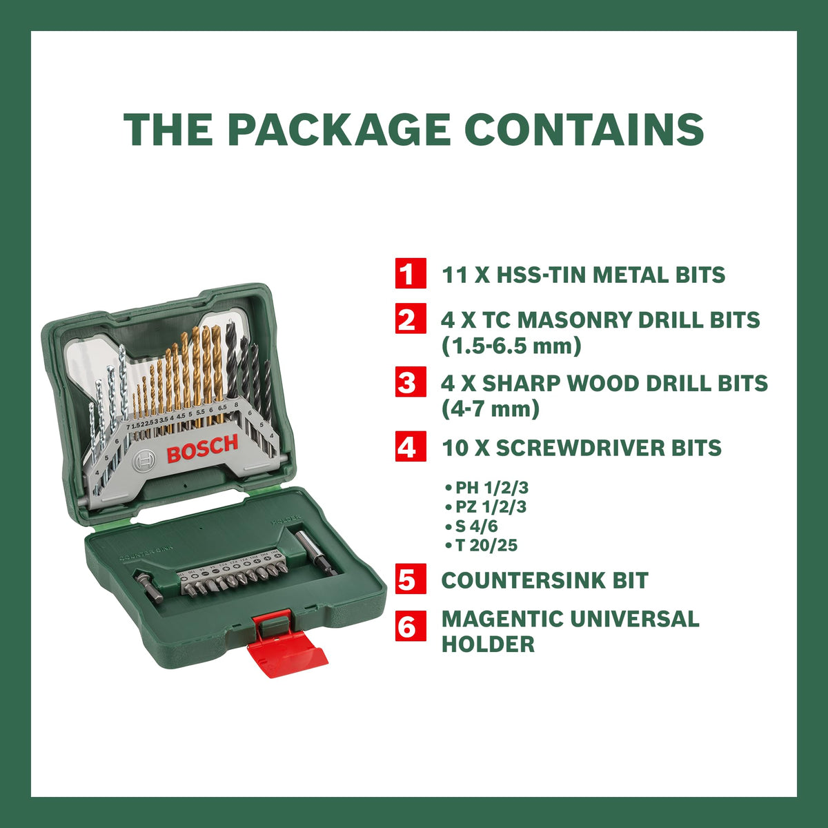 Bosch Accessories 34-piece Screwdriver/Drill bit Set (for Wood, Metal and Stone, Accessories for Drill Drivers)