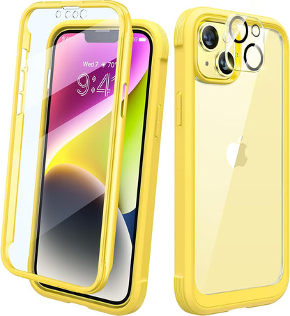 Diaclara Designed for iPhone 15 Plus Case 6.7 Inch, Full-Body Clear Bumper Cases w/Built-in Screen Protector, 360 Protective Rugged Case + Glass Camera Lens Protector,Mint Green