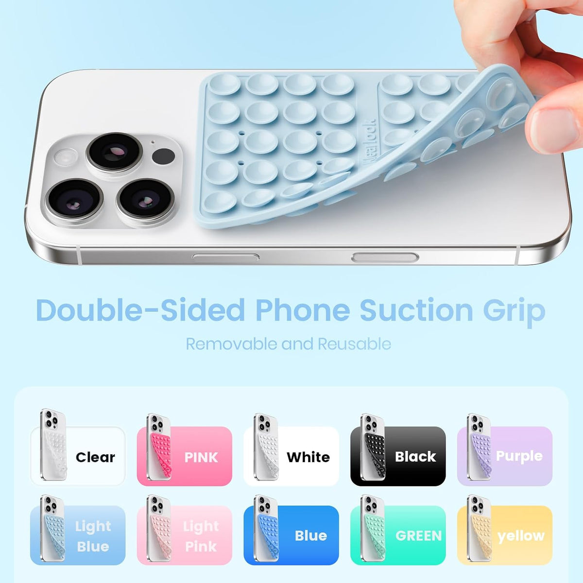 Klearlook Silicone Double Sided Suction Cup Phone Case Mount, Transparent