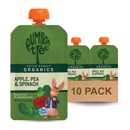 Pumpkin Tree Peter Rabbit Organics, Banana, Mango, and Kale, 4 Squeeze Pouch, Mango, Broccoli & Kale, 4.4 Ounce (Pack of 10)