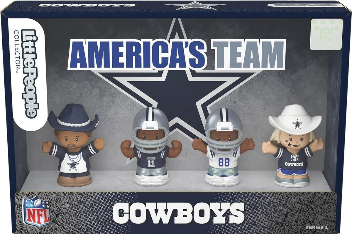 Cowboys Little People Collector 4 Pack Figure Set Featuring CeeDee Lamb and Super Fans