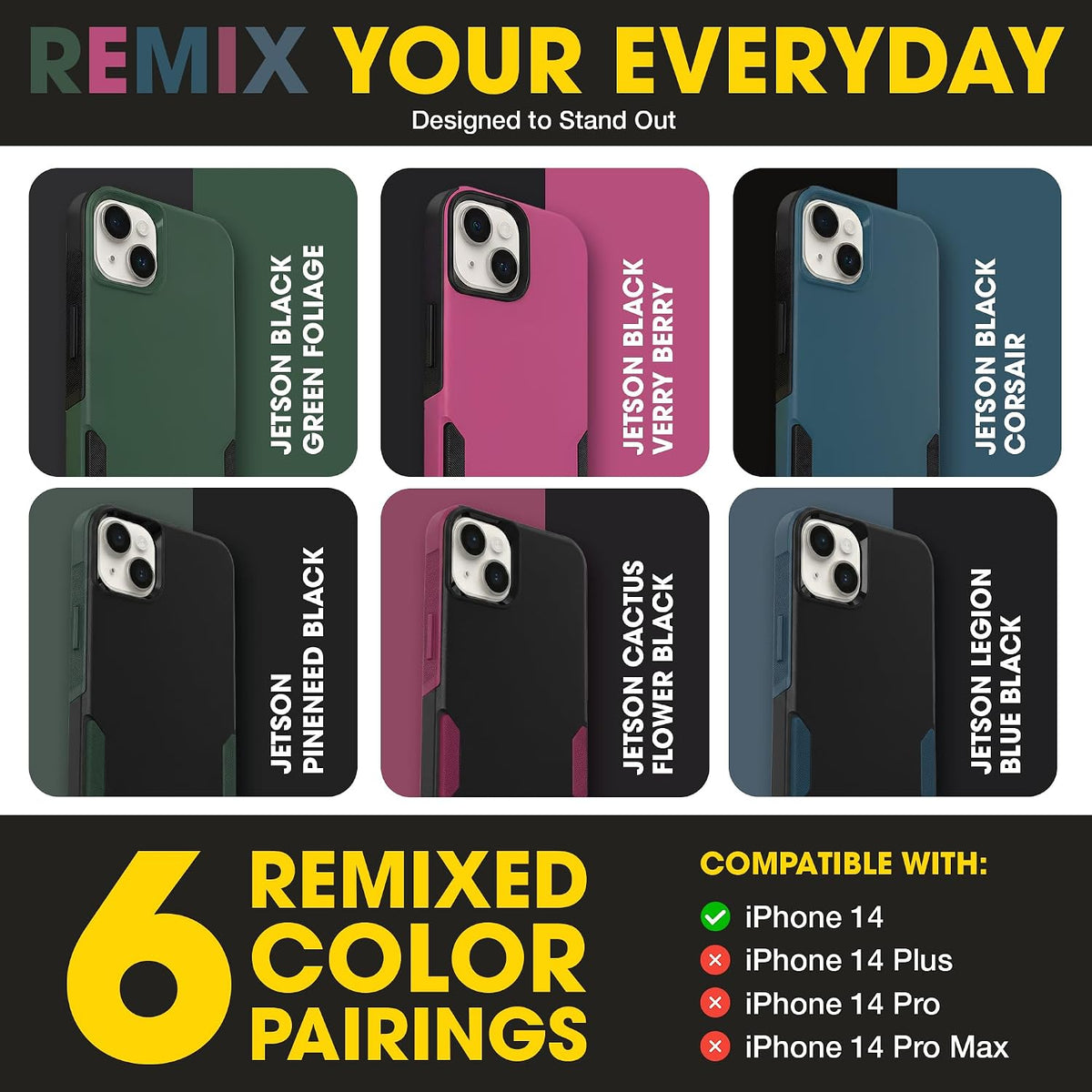 OtterBox iPhone 14 & iPhone 13 Commuter Series Case - BLACK , slim & tough, pocket-friendly, with port protection