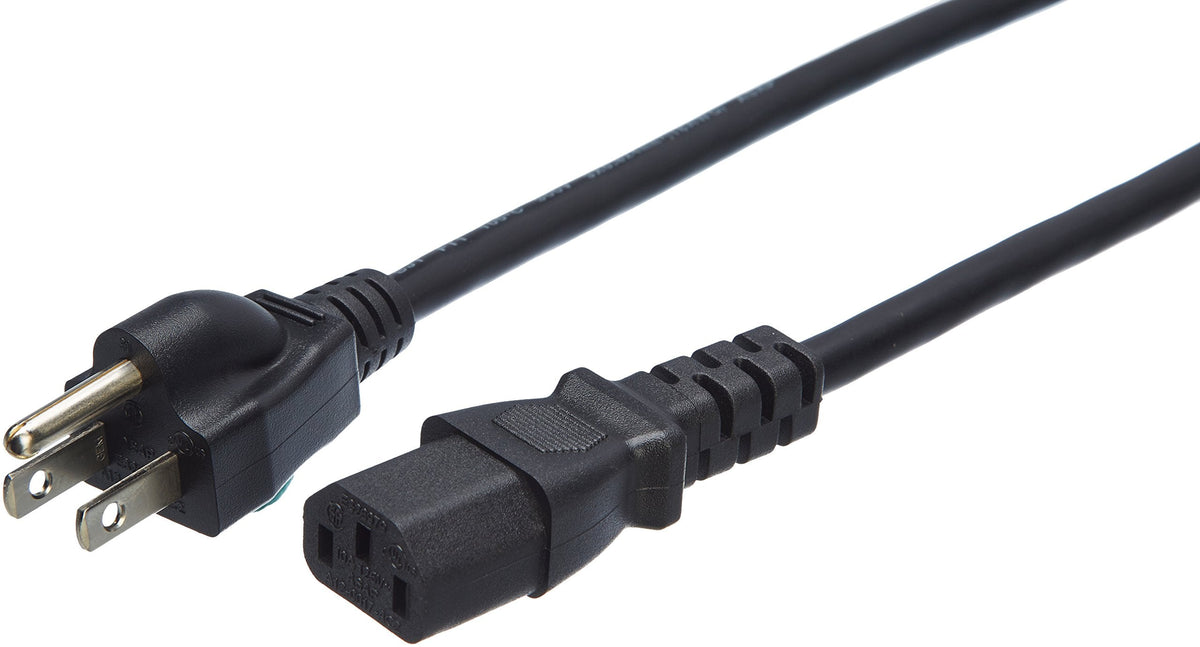 Amazon Basics Replacement Power Cord for Computer, Monitor, TV, Printer, PC, 3 Prong, 18 AWG, 125 Volts, 10 Feet, Black