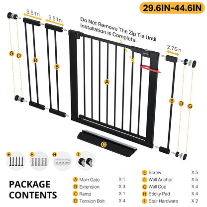 InnoTruth 27-36.6 in Wide Baby Gate for Stairs and Doorways, Black