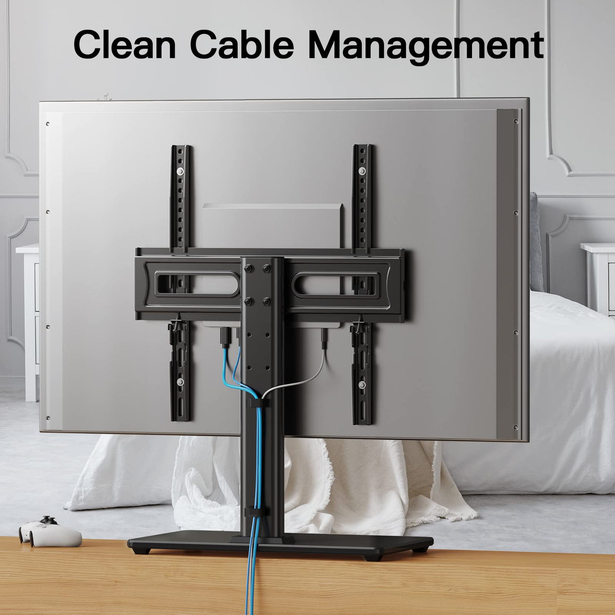 PERLESMITH Universal Swivel TV Stand for 32-75 inch TVs to 99lbs with Legs