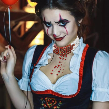Halloween Pearl Choker Necklace Gothic Blood Pearl Vampire Necklace