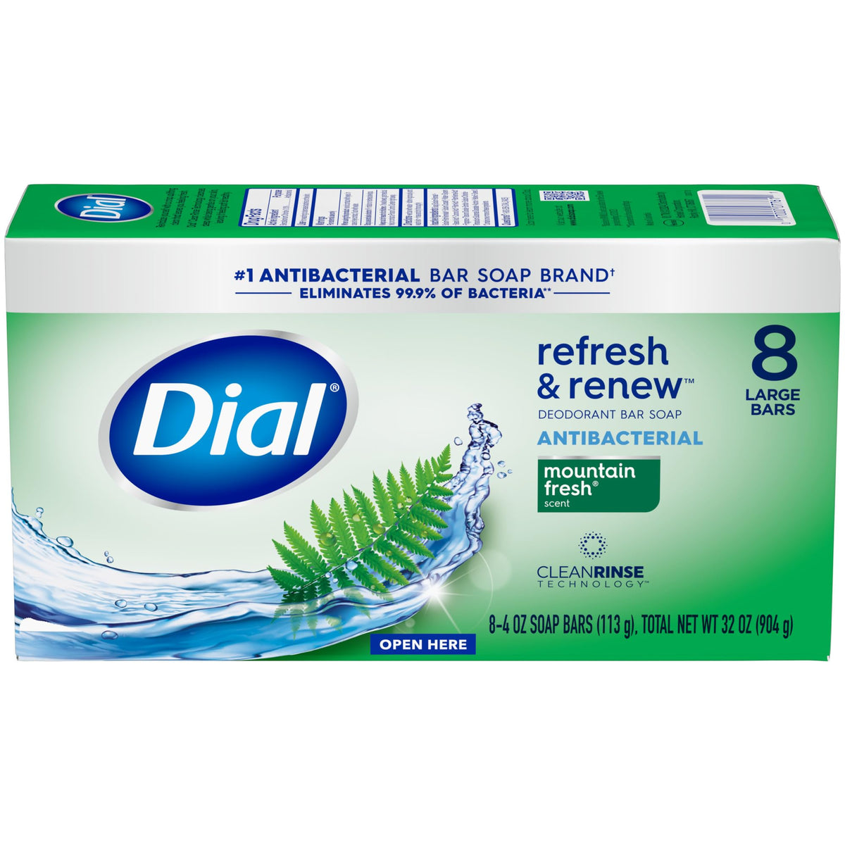 Dial Antibacterial Bar Soap, Calm & Soothe Lavender & Jasmine Deodorant Bar, 4oz (8 Bars) (Pack of 4)