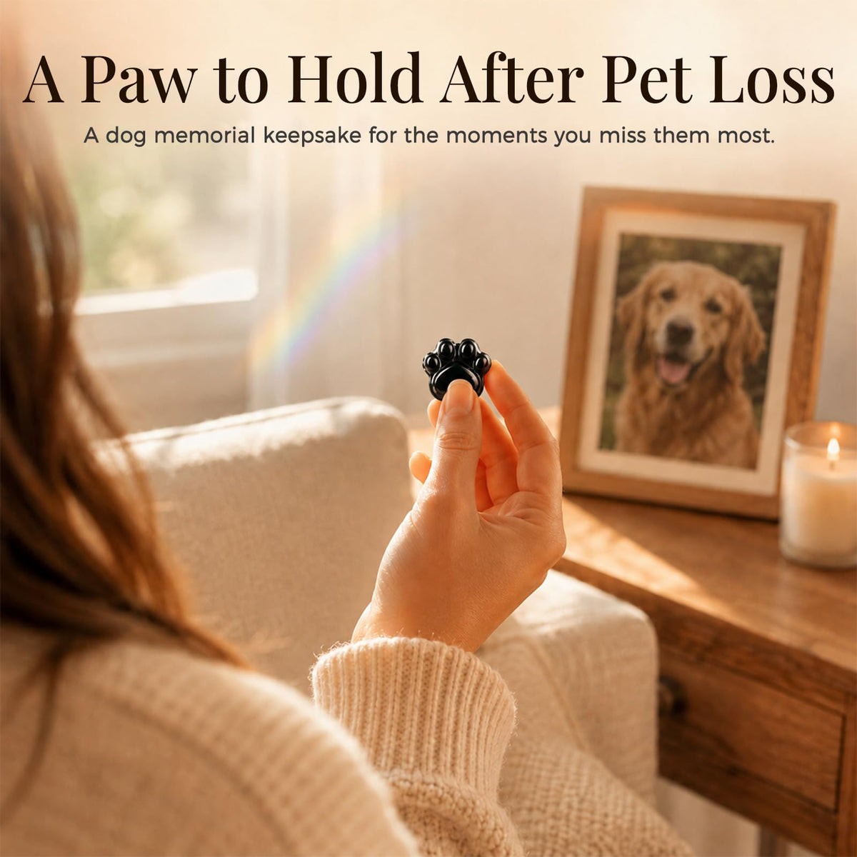 Dog Memorial Gifts for Loss of Dog, Rose Quartz Paw & Memorial Bracelet