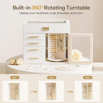 HOOBRO Jewelry Box with 360° Rotating Turntable, 5-Tier Jewelry Organizer