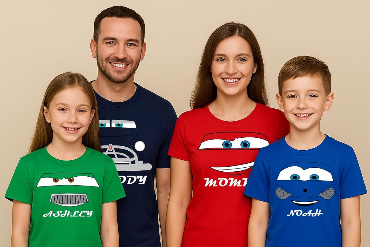 Custom Car Face Shirts for Halloween Funny Family Matching Shirts
