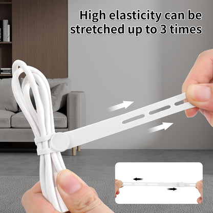 25 Pcs Silicone Cable Ties, Cable Ties Reusable, High Elasticity Cord Wraps for Electrical Cords, Cord Organizer for Earphone, Phone Charger(White)