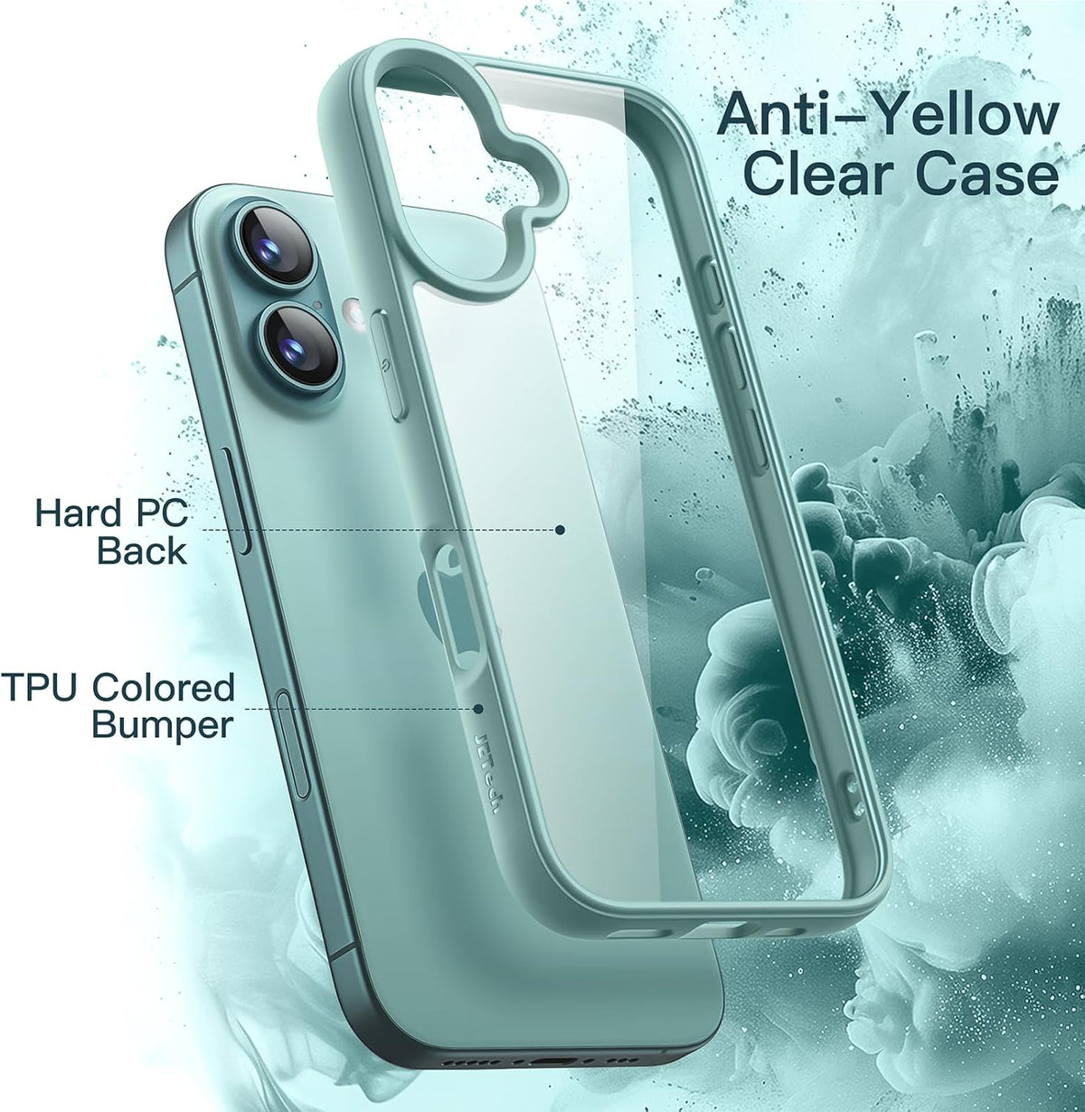 JETech Case for iPhone 16, Anti-Yellowing, Clear