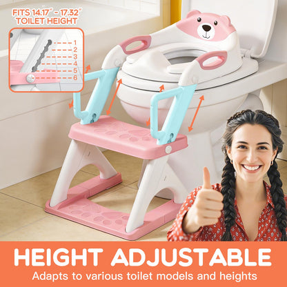 Potty Training Toilet for Toddlers, 2-in-1 Potty Training seat, Anti-Slip (Chocolate, Bear)