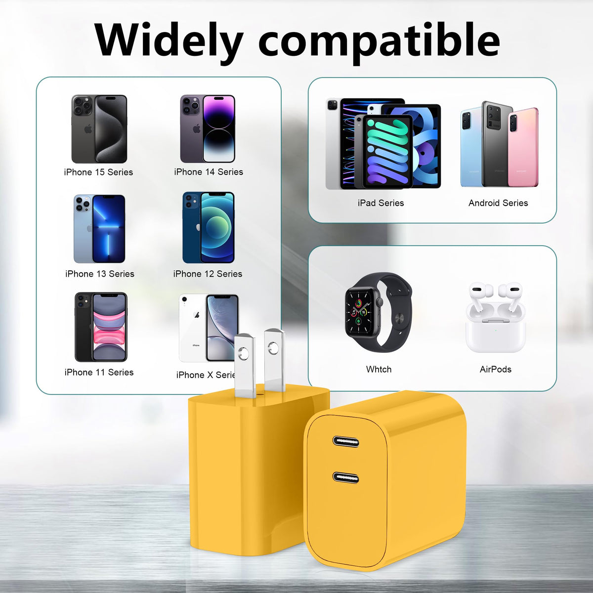 USB C Charger Block 3 Pack, Dual Port 20W Fast Wall Plug