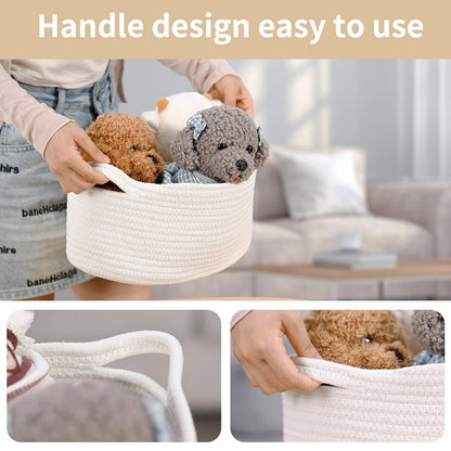 Happyiren Brown Woven Cotton Rope Storage Basket with Lace Trim