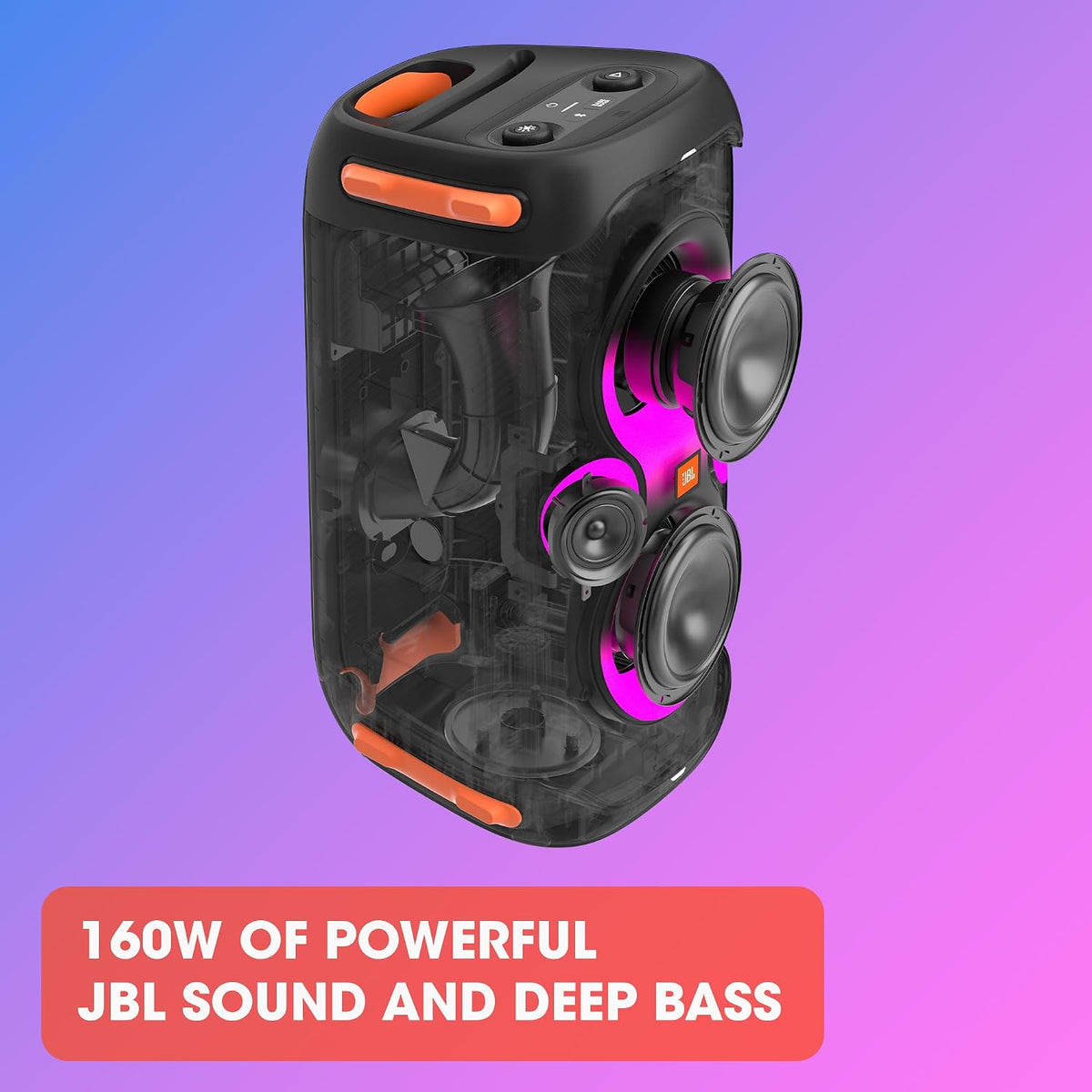 JBL PartyBox 110 - Portable Party Speaker with Built-in Lights, Powerful Sound and deep bass, Black