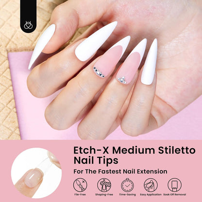 Beetles Soft Gel Nail Kit Almond Short 288pcs 12 Sizes Nail Tips with Glue