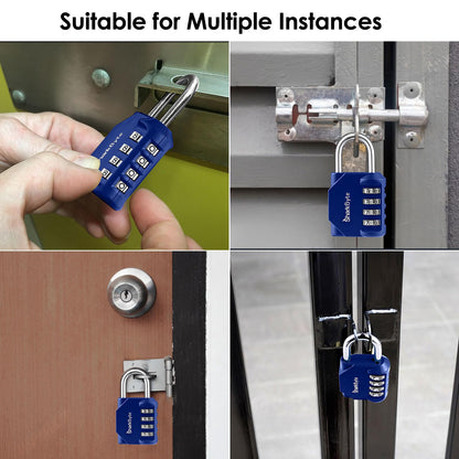 SharkByte Heavy Duty Combination Padlock – 4-Digit Weatherproof Outdoor Lock with Stainless Steel Shackle, Anti-Rust Resettable Code for Gym, School, Locker, Shed, Toolbox, Gate & Warehouse - Purple
