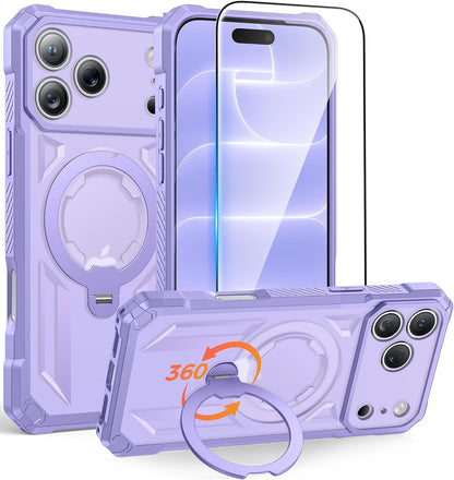 FNTCASE for iPhone 17 Case with 360 Spin Magnetic Stand