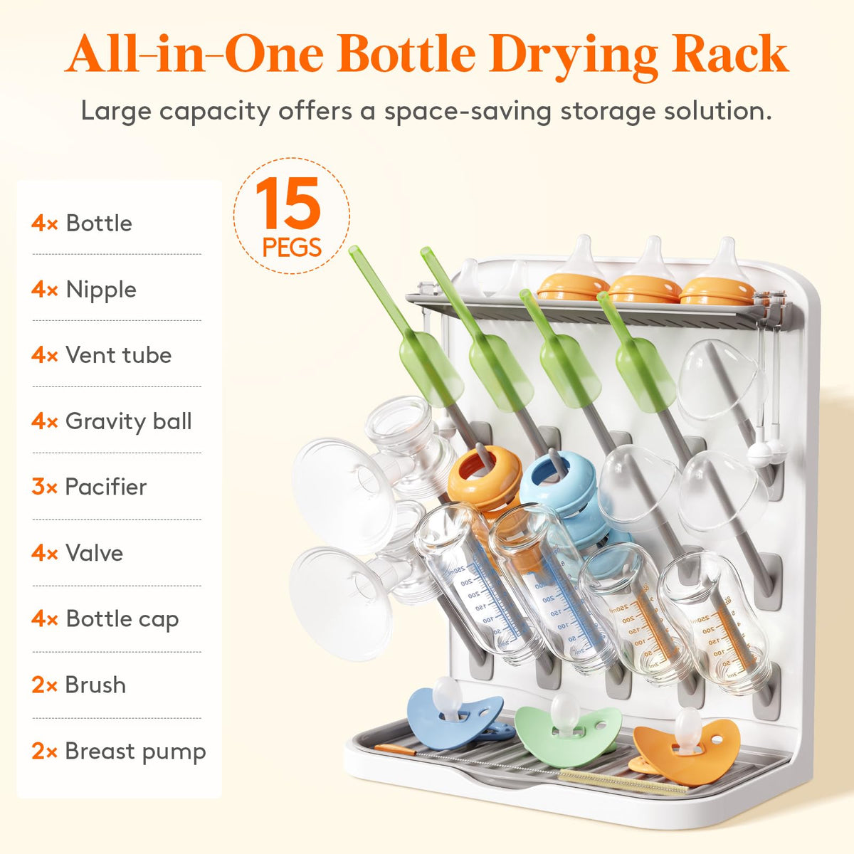 Lifewit 10-Hooks Baby Bottle Drying Rack for Countertop, BPA Free