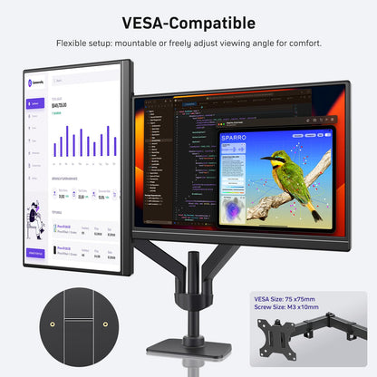 MNN 15.6" 4K Portable Monitor, UHD IPS, USB-C HDMI, with Smart Cover Stand