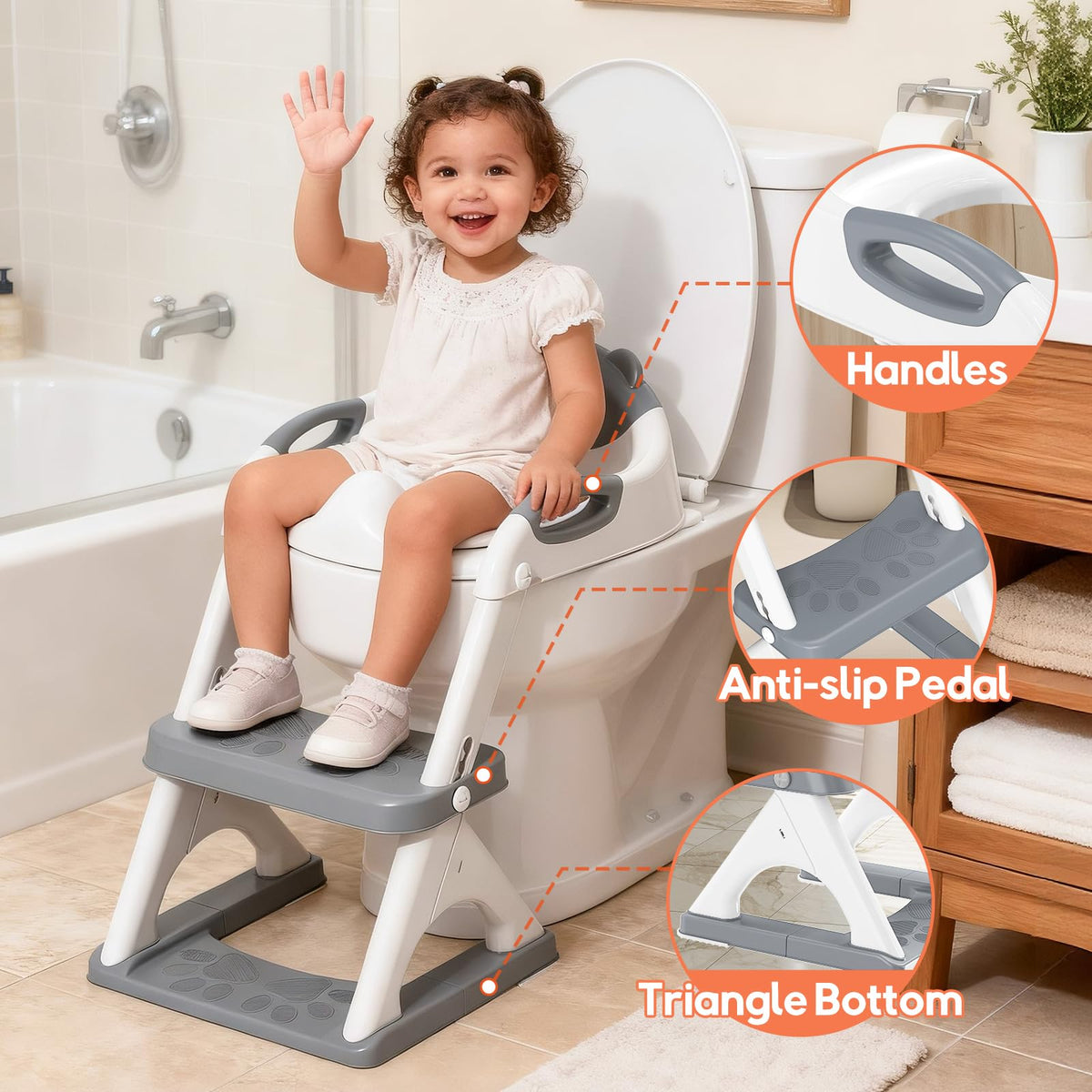 Potty Training Toilet for Toddlers, 2-in-1 Potty Training seat, Anti-Slip (Chocolate, Bear)