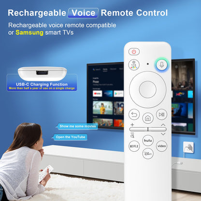 Replacement for Samsung TV Remote, for All 2018-2024 Samsung Remote Control for Smart TV with Voice Control. No Solarcell. 2-Year Warranty.