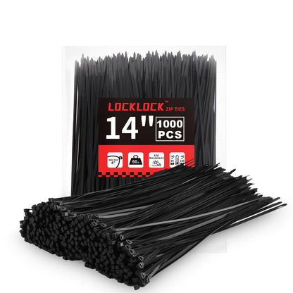 Black Zip Ties Assorted 12+8+6+4 inch, 200 Pack, Cable Ties, UV Resistant Wire Ties for Outdoor Use,Tie Straps, LOCKLOCK