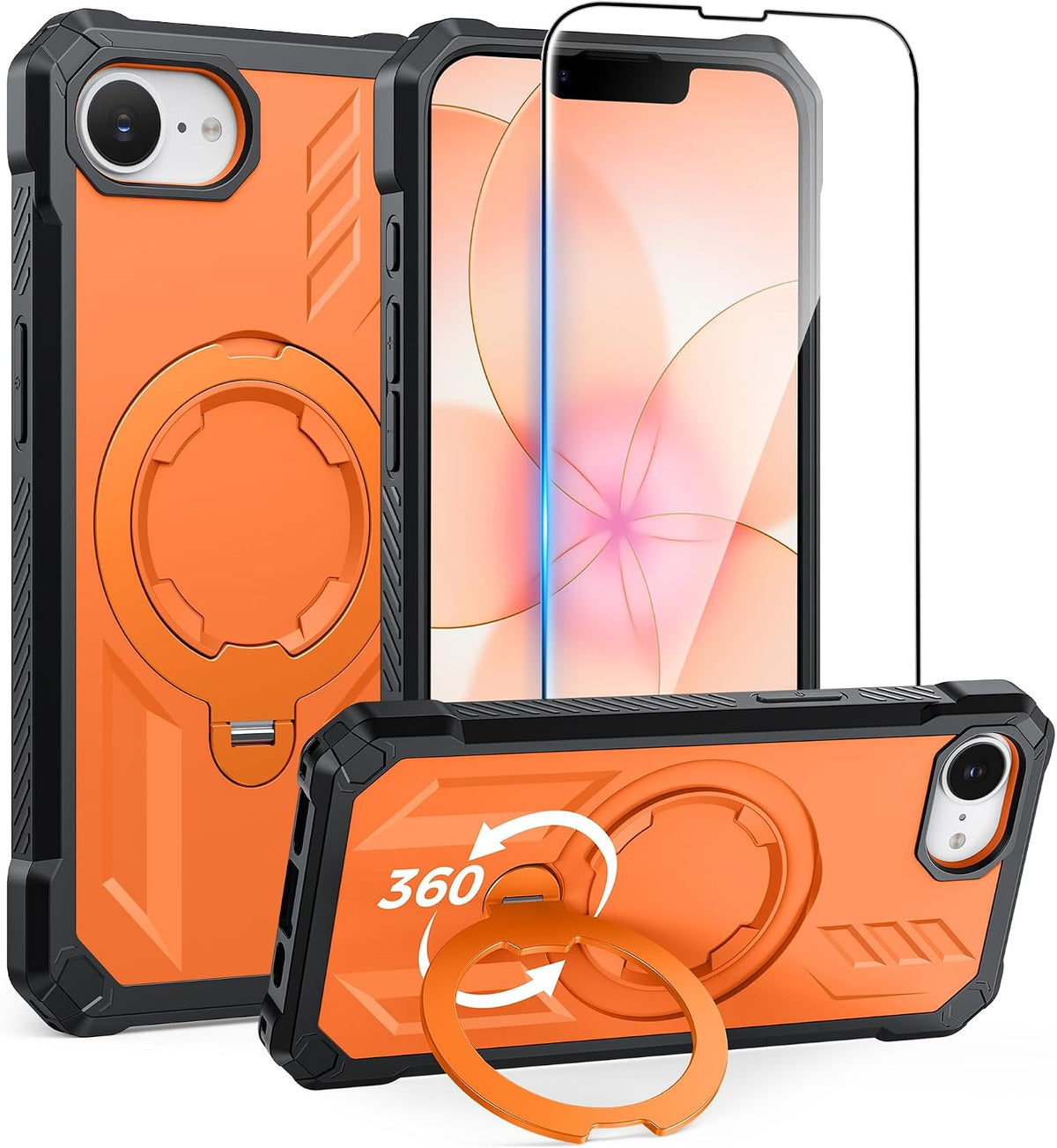 FNTCASE for iPhone 17 Case with 360 Spin Magnetic Stand
