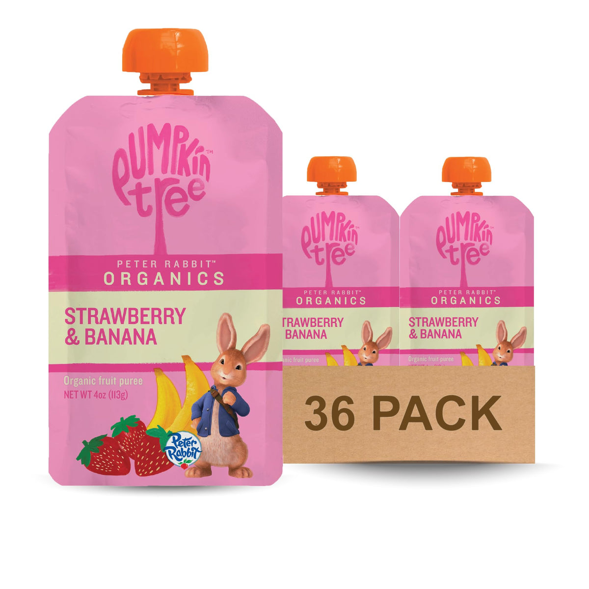 Pumpkin Tree Peter Rabbit Organics, Banana, Mango, and Kale, 4 Squeeze Pouch, Mango, Broccoli & Kale, 4.4 Ounce (Pack of 10)
