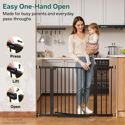 InnoTruth 27-36.6 in Wide Baby Gate for Stairs and Doorways, Black