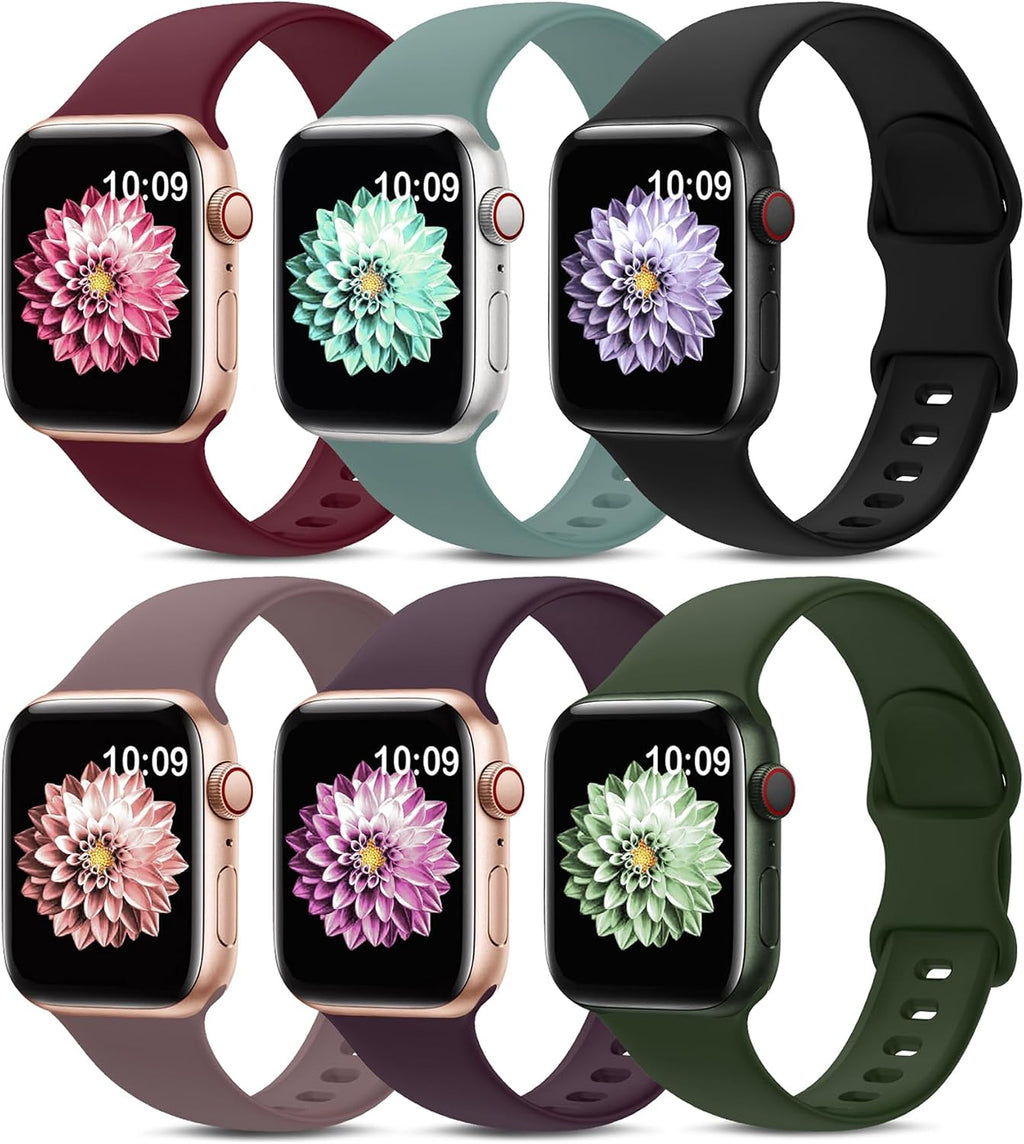 6 Pack Sport Silicone Bands Compatible with Apple Watch Band for Women Men