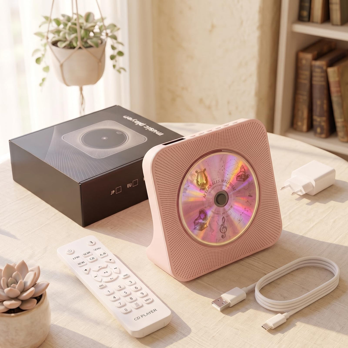 Gueray CD Player Portable Bluetooth Desktop CD Player for Home (Black)
