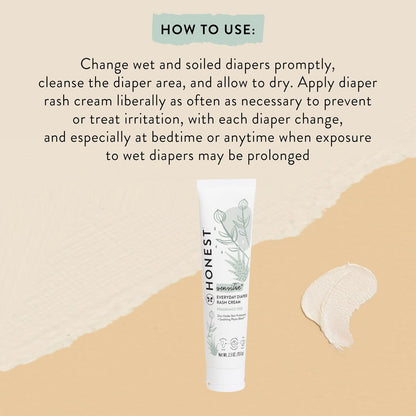 The Honest Company Diaper Rash Cream, Hypoallergenic, Cruelty-Free, 2.5 oz