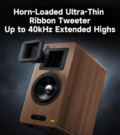 Edifier Airpulse A200T Powered Bookshelf Speakers, 130W RMS, Walnut