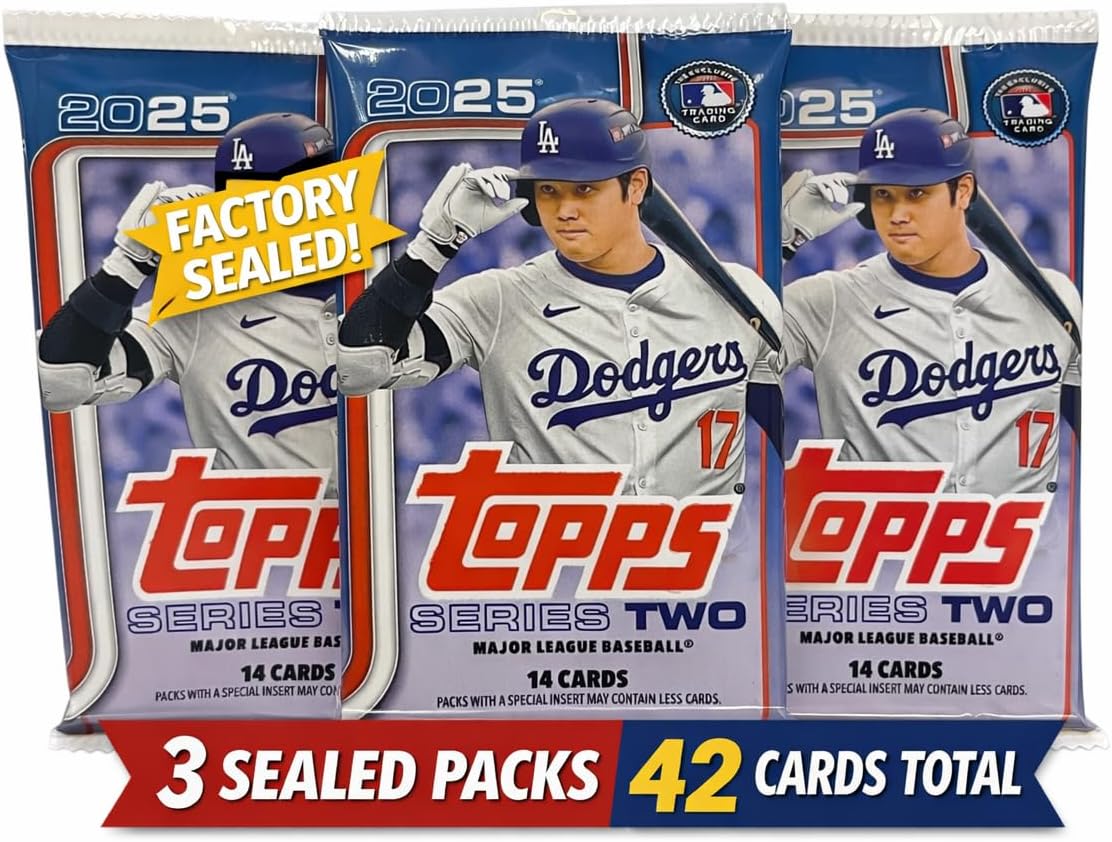 Topps 2025 Series 2 Baseball MLB Trading Cards, 3 Packs, 14 Cards per Pack, 42 Cards Total