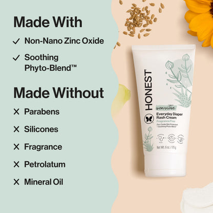 The Honest Company Diaper Rash Cream, Hypoallergenic, Cruelty-Free, 2.5 oz