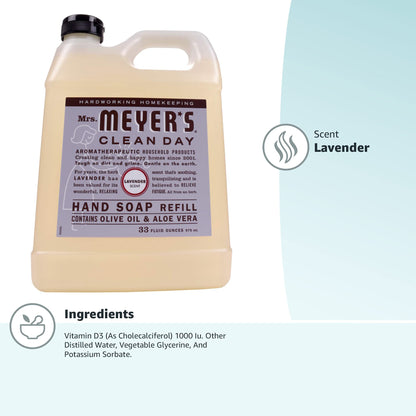 MRS. MEYER'S CLEAN DAY Hand Soap Refill, Lemon Verbena Scent, 33 Fl Oz Bottle