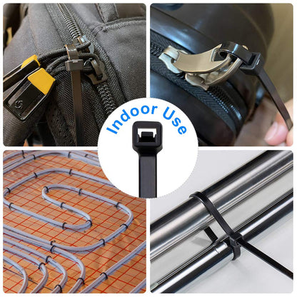 Zip Ties 4 inch (200 Pack), Small Zip Ties with 18 lb Tensile Strength, Black, by Tantti Supply