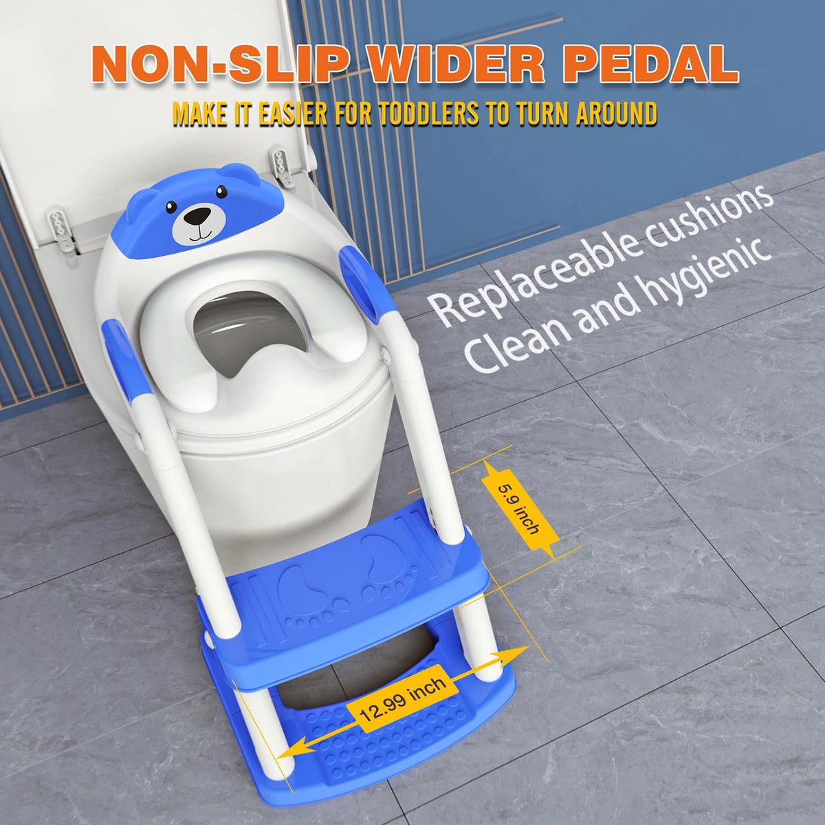 Potty Training Toilet for Toddlers, 2-in-1 Potty Training seat, Anti-Slip (Chocolate, Bear)